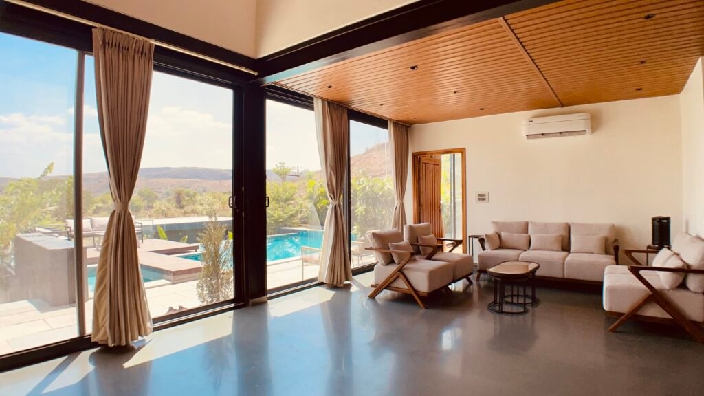 Living Room with Pool View