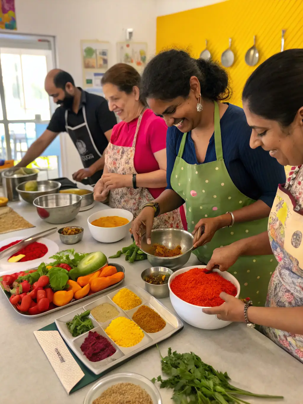 Guests enjoying a traditional Rajasthani cooking class, part of the curated local experiences offered by Nine Hill Stay in Udaipur.